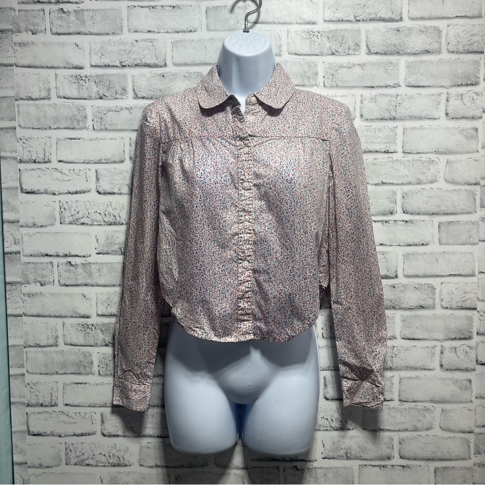 Urban Outfitters Alice & UO Long Sleeve Button Crop Blouse Small